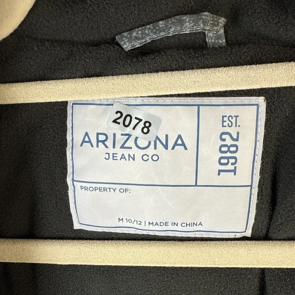 Arizona Puffer‎ Jacket Kids M 10/12 Gray Fleece Lined Hooded Heavyweight Winter